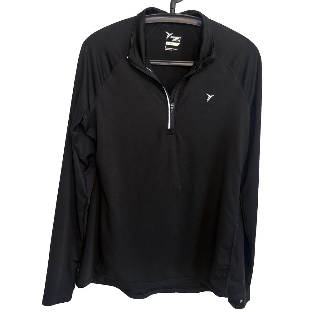 Old Navy 1/4 Zip Pullover Black Sweater M Semi-Fitted Granola Outdoor Activewear